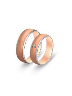   Arany karikagyűrű pár F11323gyfrf cirkóniával fehér és rozé arany