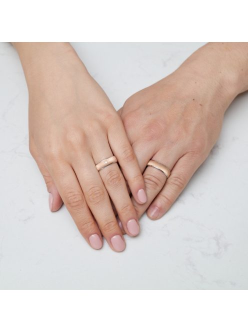 Arany karikagyűrű pár F11323gyfrf cirkóniával fehér és rozé arany