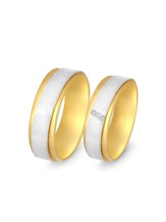   Arany karikagyűrű pár F2927gysfs cirkóniával sárga és fehér arany