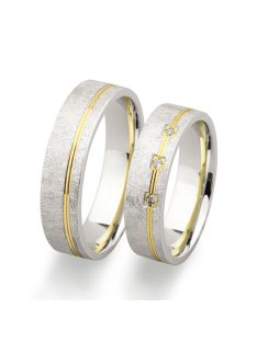   Arany karikagyűrű pár F3405gyfsf cirkóniával fehér és sárga arany