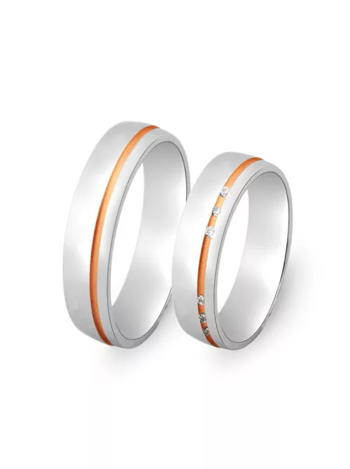 Arany karikagyűrű pár F3417gyfrf cirkóniával fehér és rozé arany