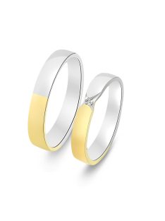   Arany karikagyűrű pár F3577fsc cirkóniával fehér és sárga arany