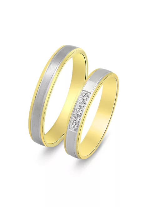Arany karikagyűrű pár F3632sfsc cirkóniával sárga és fehér arany