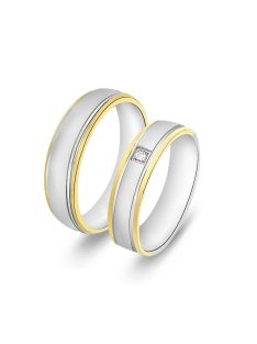   Arany karikagyűrű pár F3852sfsc cirkóniával fehér és sárga arany