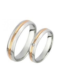   Arany karikagyűrű pár F3893gyfr cirkóniával fehér és rozé arany