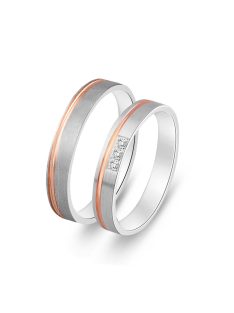   Arany karikagyűrű pár F4362-BKBfrfc cirkóniával rozé és fehér arany