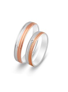   Arany karikagyűrű pár F4366frc cirkóniával fehér és rozé arany