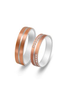   Arany karikagyűrű pár F4431gyrfr cirkóniával rozé és fehér arany