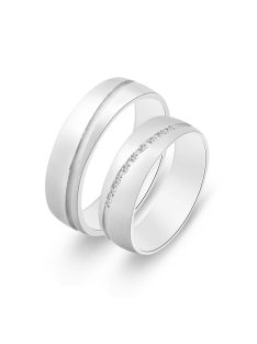 Arany karikagyűrű pár G3372gyf cirkóniával fehér arany