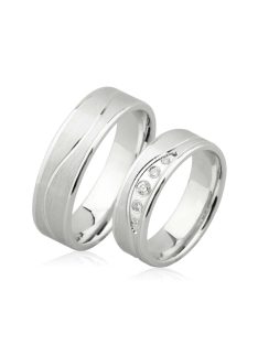 Arany karikagyűrű pár G3376gyf cirkóniával fehér arany