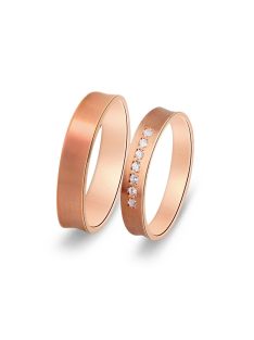 Arany karikagyűrű pár G4365gyr cirkóniával rozé arany