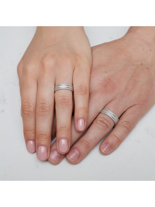 Arany karikagyűrű pár GSL5101gyf cirkóniával fehér arany