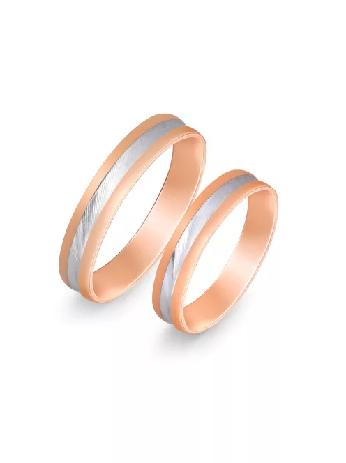 Arany karikagyűrű pár HU M1141RFR rozé és fehér arany