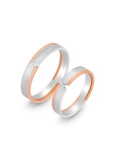   Arany karikagyűrű pár HU RA2620FR cirkóniával fehér és rozé arany