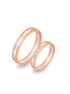   Arany karikagyűrű pár HU RA416gyRFR cirkóniával rozé és fehér arany