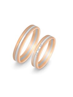   Arany karikagyűrű pár HU RA416gyRFR cirkóniával rozé és fehér arany