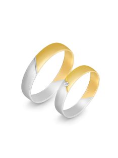   Arany karikagyűrű pár HU RA6000FSgy cirkóniával, fehér és sárga arany