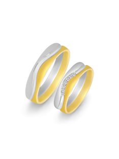   Arany karikagyűrű pár HU RA9330FS cirkóniával fehér és sárga arany
