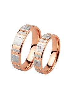   Arany karikagyűrű pár L3792gyrf cirkóniával rozé és fehér arany