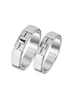   Arany karikagyűrű pár LRD13243-BWEgyf cirkóniával fehér arany