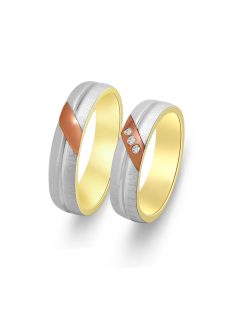   Arany karikagyűrű pár LRD13252-BKBgyfr cirkóniával fehér és rozé arany