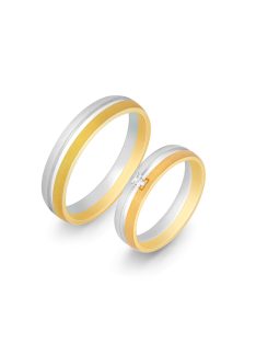   Arany karikagyűrű pár RA426SFSC cirkóniával fehér és sárga arany
